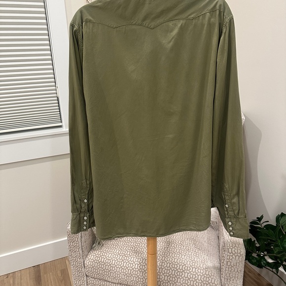 RRL Ralph Lauren Men’s Olive Western Shirt Men’s XL Tall, Women’s 2XL - Picture 5 of 7